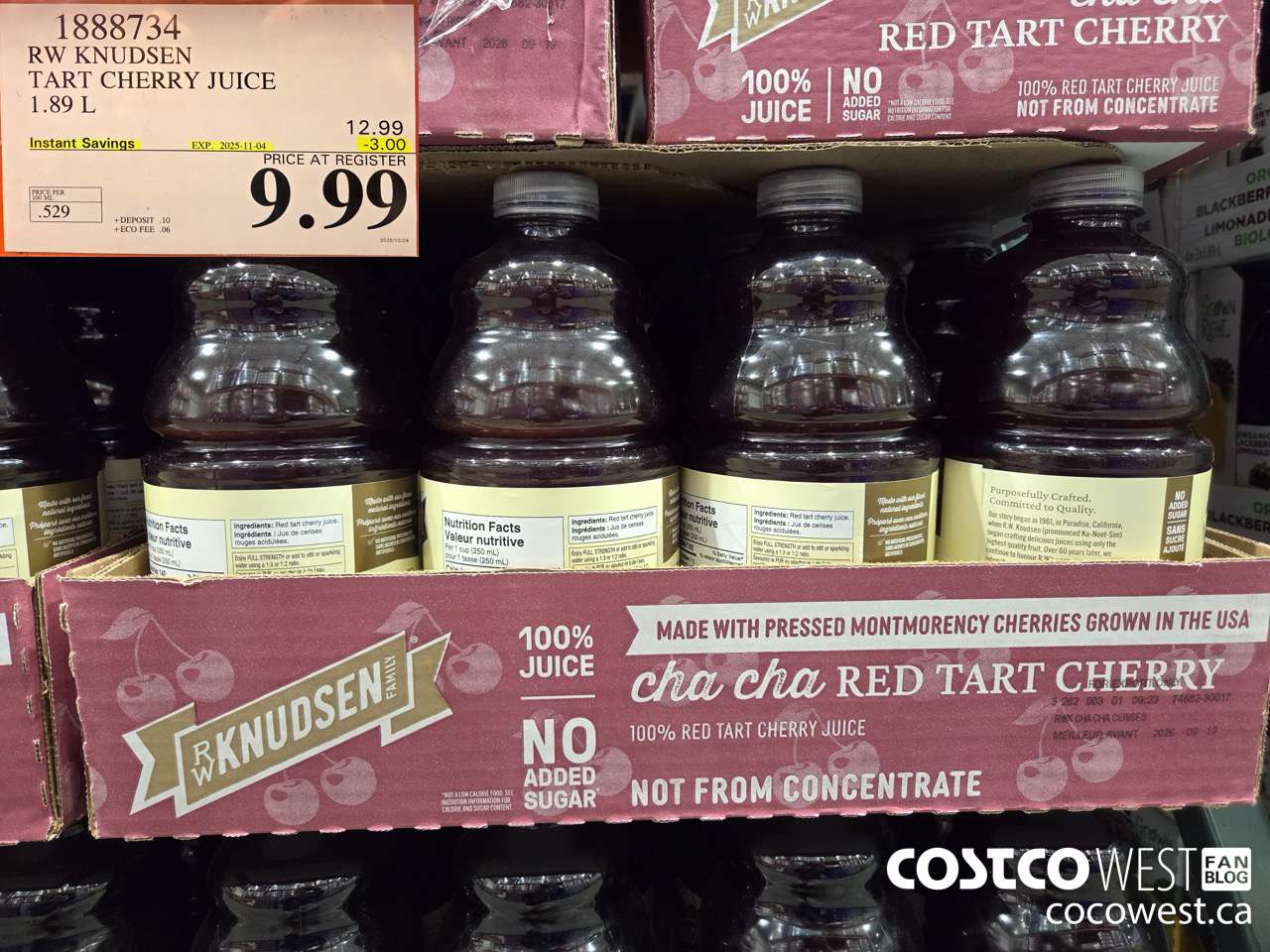 1888734 RW KNUDSEN TART CHERRY JUICE 1.89 L ($3.00 INSTANT SAVINGS EXPIRES ON 2025-11-04) $9.99
