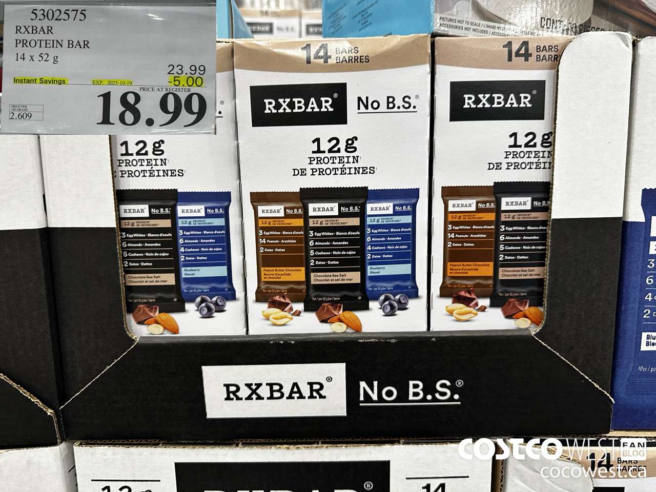 5302575 RXBAR PROTEIN BAR 14 X 52G ($5.00 INSTANT SAVINGS EXPIRES ON 2025-10-19) $18.99