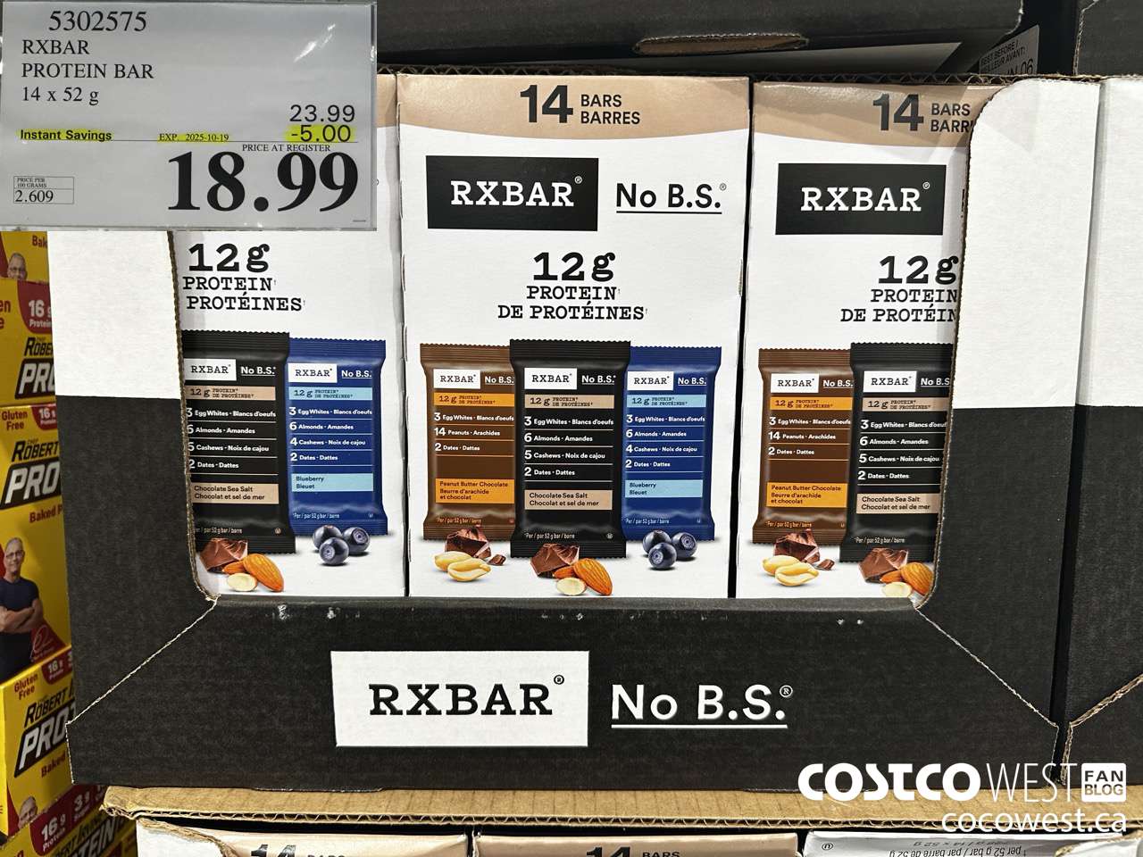 5302575 RXBAR PROTEIN BAR 14 X 52G ($5.00 INSTANT SAVINGS EXPIRES ON 2025-10-19) $18.99