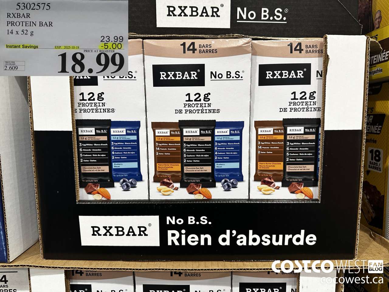 5302575 RXBAR PROTEIN BAR VARIETY 14 X 52G ($5.00 INSTANT SAVINGS EXPIRES ON 2025-10-19) $18.99