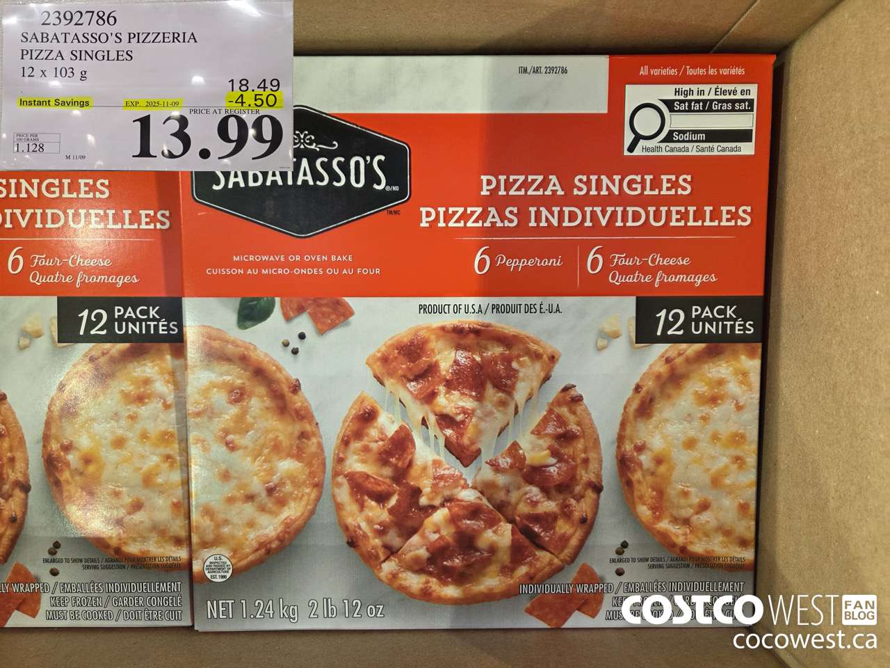 2392786 SABATASSO'S PIZZERIA PIZZA SINGLES 12 X 103G ($4.50 INSTANT SAVINGS EXPIRES ON 2025-11-09) $13.99