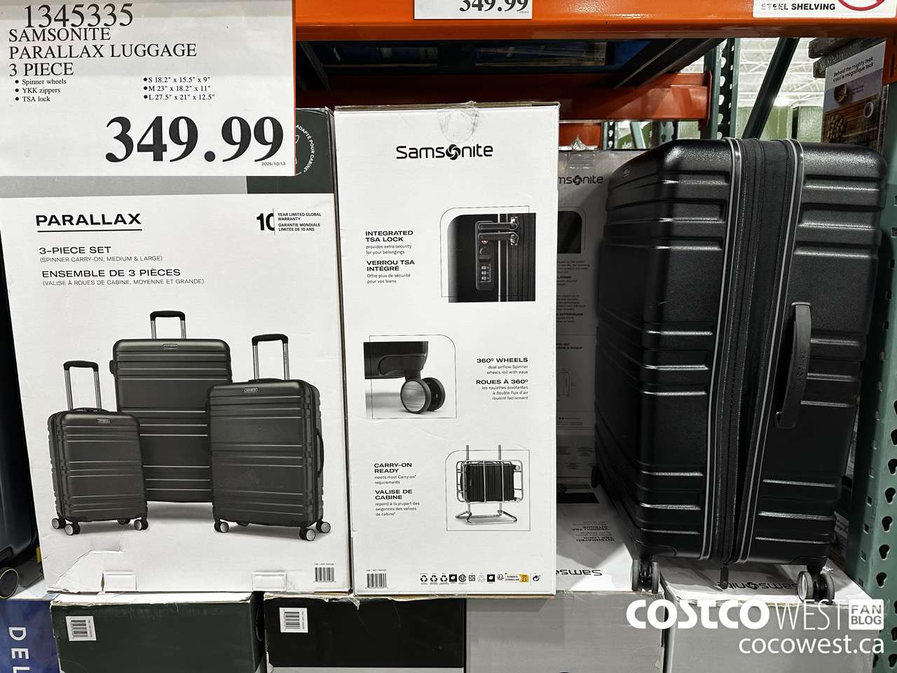 1345335 SAMSONITE PARALLAX LUGGAGE 3 PIECE $349.99