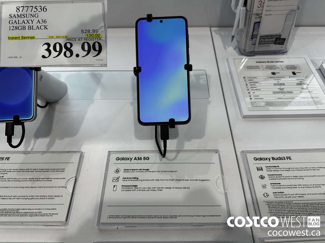 8777536 SAMSUNG GALAXY A36 128GB BLACK ($130.00 INSTANT SAVINGS EXPIRES ON 2025-10-26) $398.99