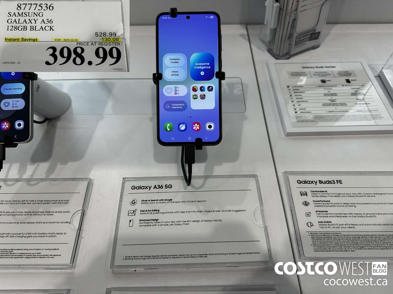 8777536 SAMSUNG GALAXY A36 128GB BLACK ($130.00 INSTANT SAVINGS EXPIRES ON 2025-10-26) $398.99