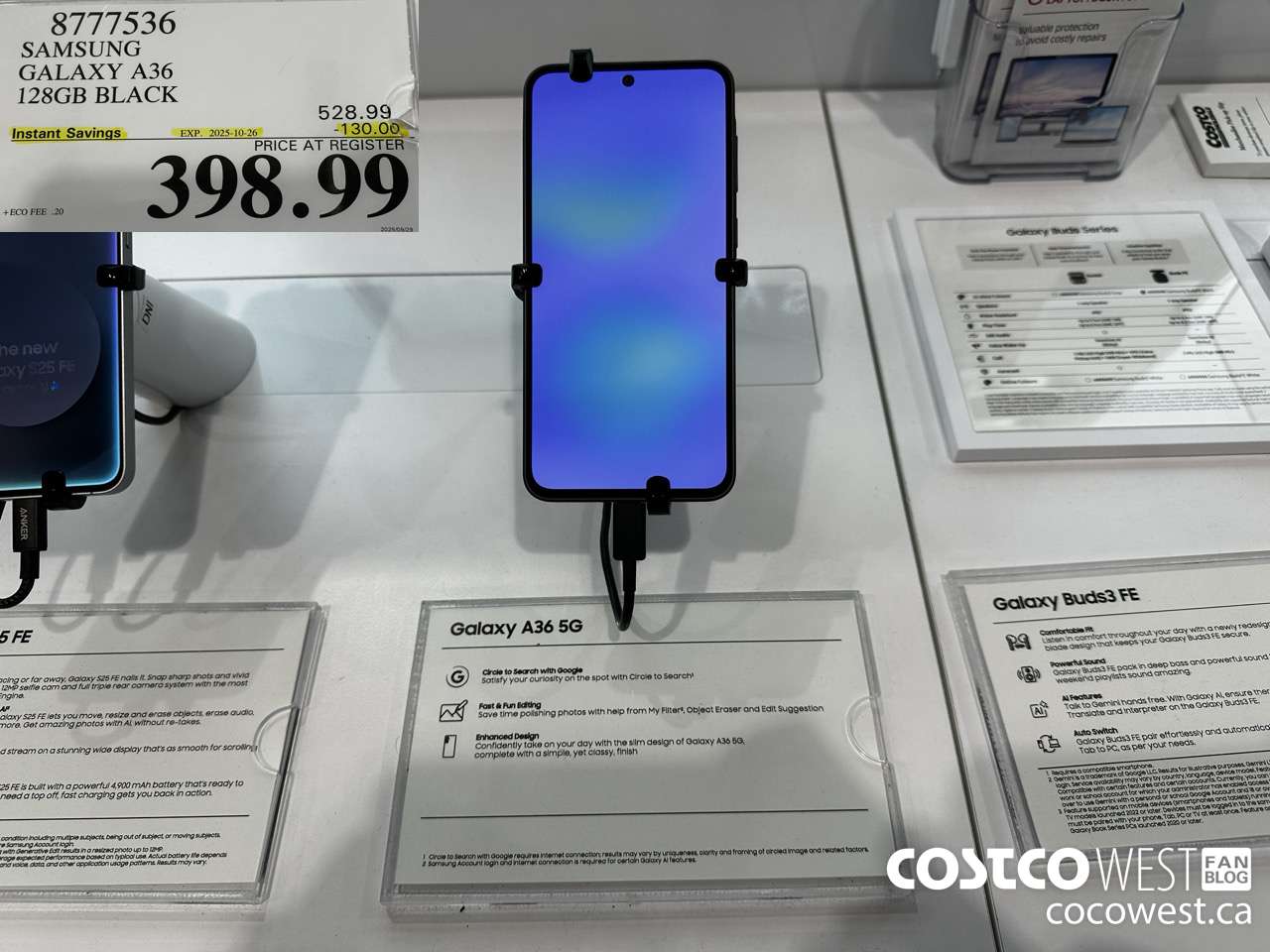 8777536 SAMSUNG GALAXY A36 128GB BLACK ($130.00 INSTANT SAVINGS EXPIRES ON 2025-10-26) $398.99