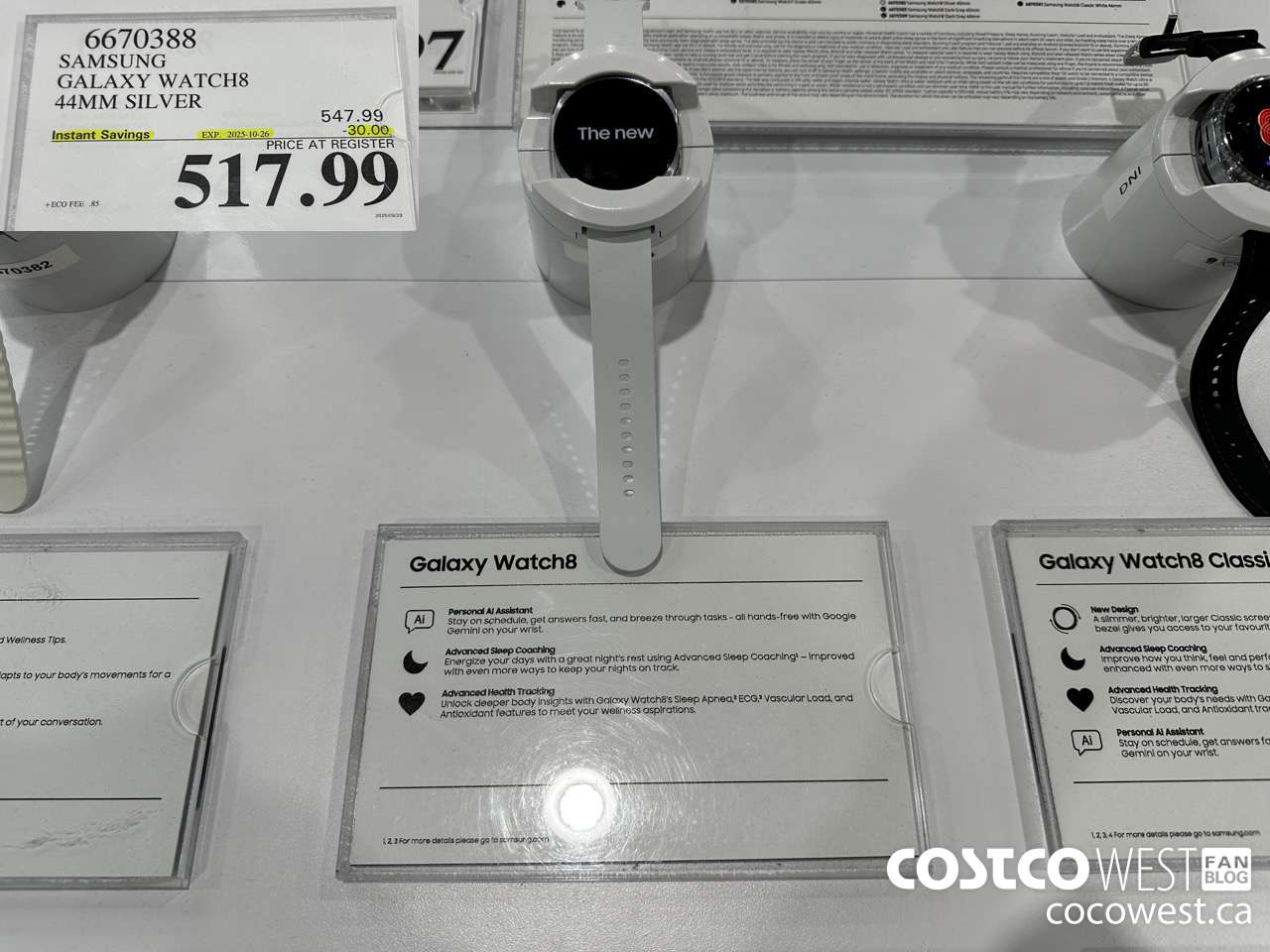 6670388 SAMSUNG GALAXY WATCH8 44MM SILVER ($30.00 INSTANT SAVINGS EXPIRES ON 2025-10-26) $517.99