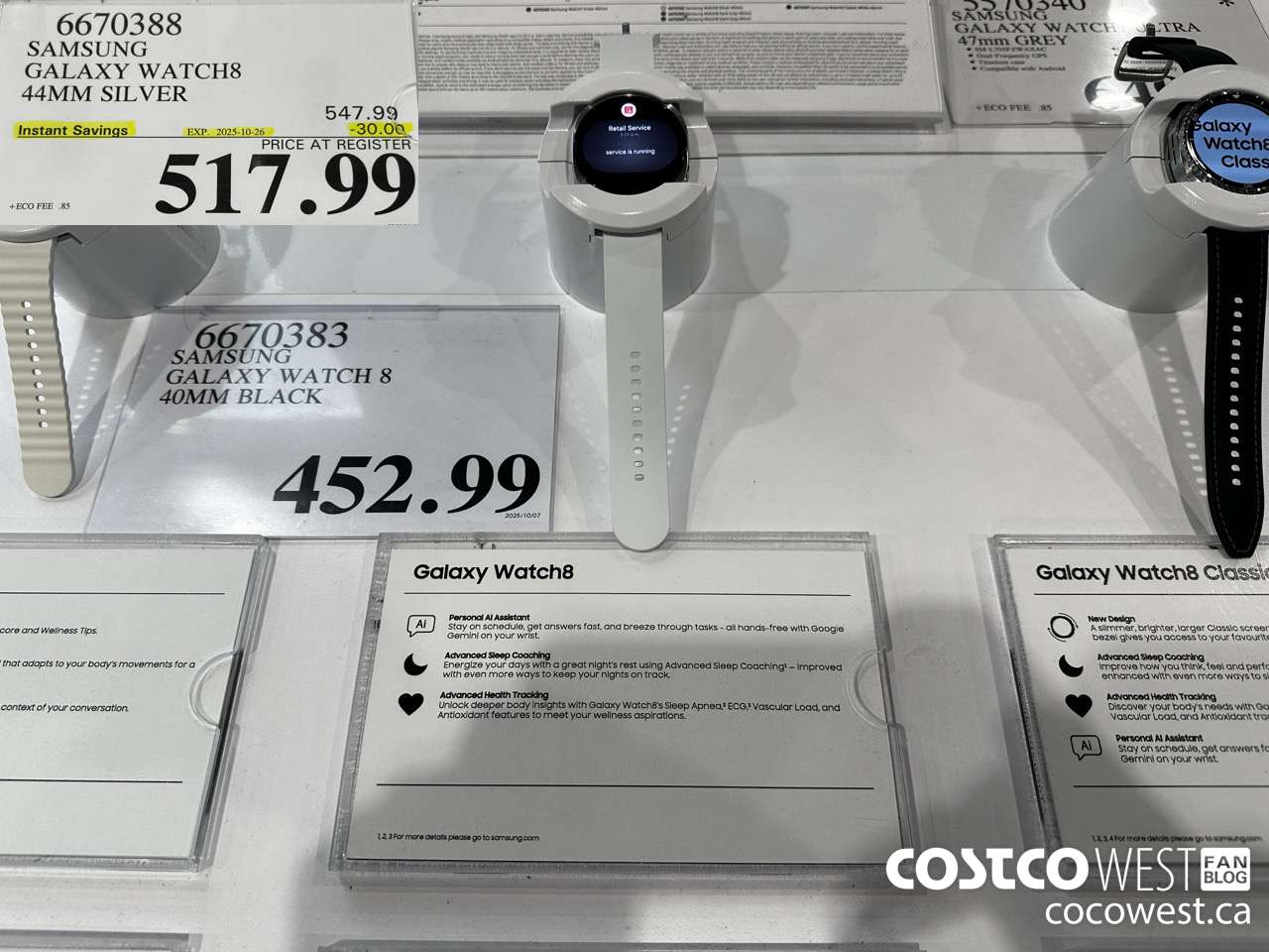 6670388 SAMSUNG GALAXY WATCH8 44MM SILVER ($30.00 INSTANT SAVINGS EXPIRES ON 2025-10-26) $517.99