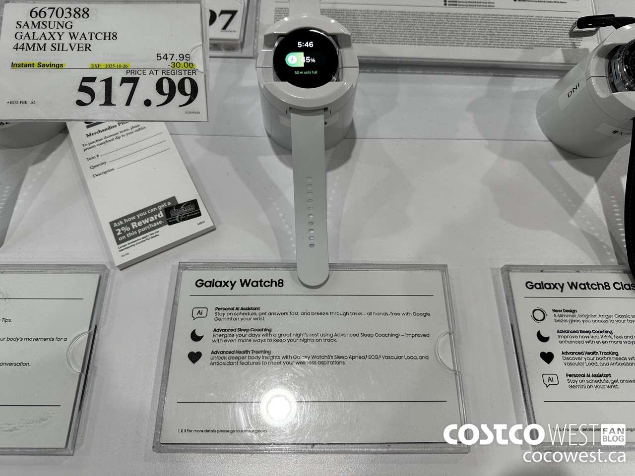 6670388 SAMSUNG GALAXY WATCH8 44MM SILVER ($30.00 INSTANT SAVINGS EXPIRES ON 2025-10-26) $517.99