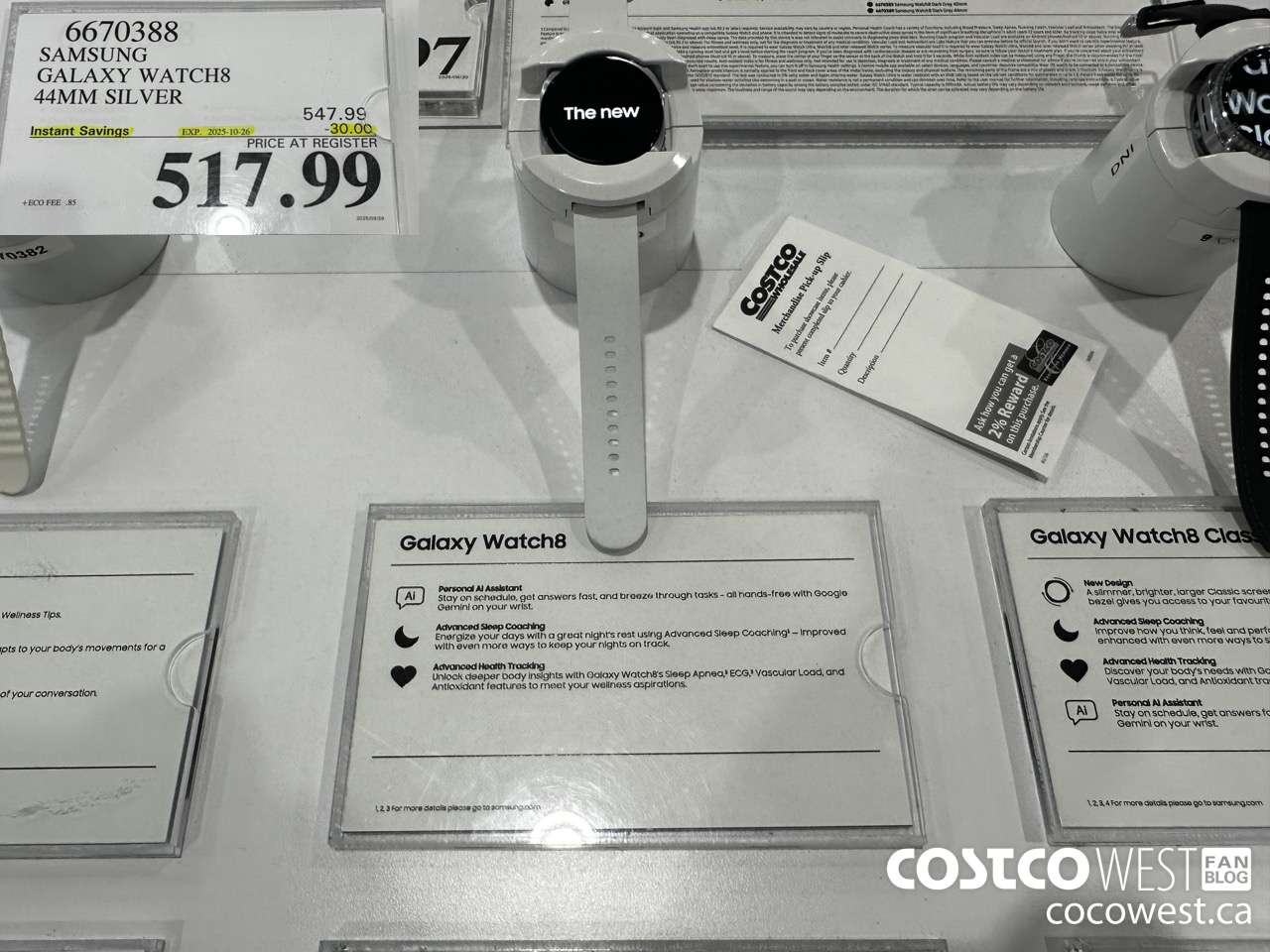 6670388 SAMSUNG GALAXY WATCH8 44MM SILVER ($30.00 INSTANT SAVINGS EXPIRES ON 2025-10-26) $517.99