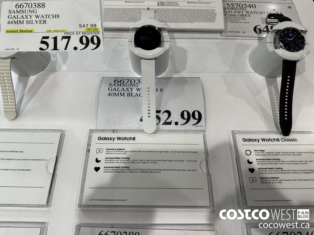 6670388 SAMSUNG GALAXY WATCH8 44MM SILVER ($30.00 INSTANT SAVINGS EXPIRES ON 2025-10-26) $517.99