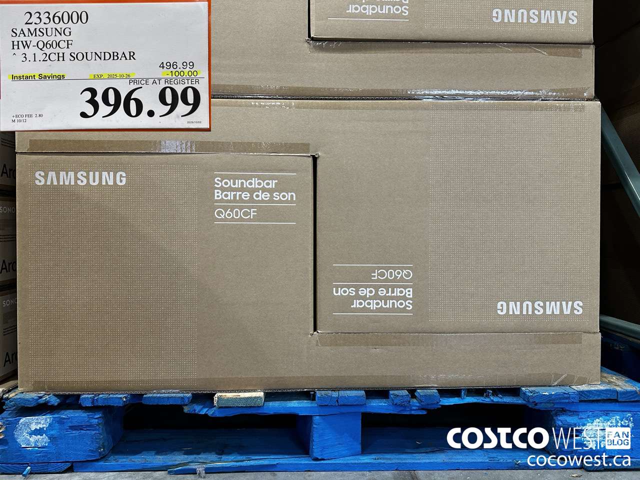 2336000 SAMSUNG HW-Q60CF 3.1.2CH SOUNDBAR ($100.00 INSTANT SAVINGS EXPIRES ON 2025-10-26) $396.99