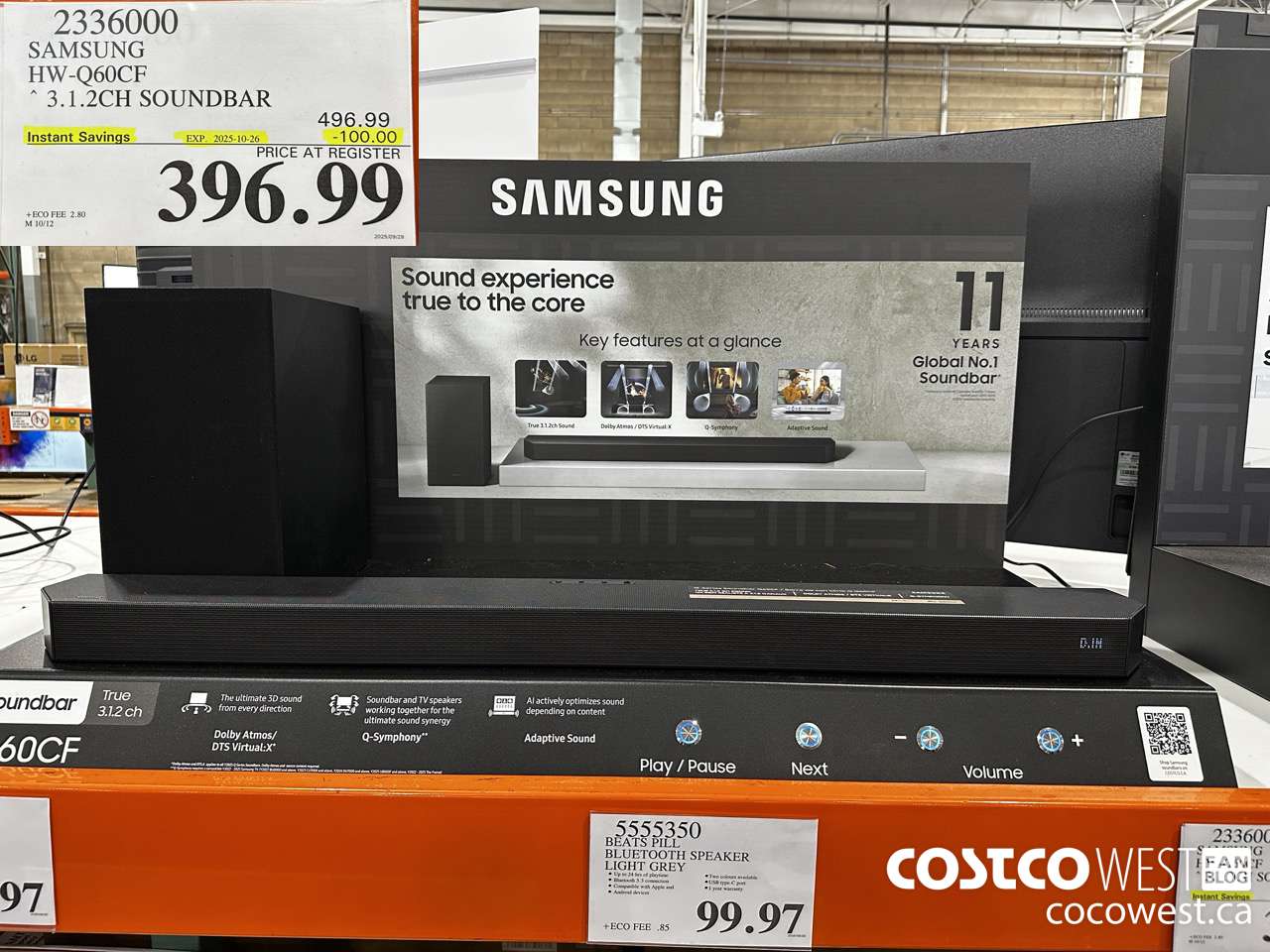 2336000 SAMSUNG HW-Q60CF 3.1.2CH SOUNDBAR ($100.00 INSTANT SAVINGS EXPIRES ON 2025-10-26) $396.99