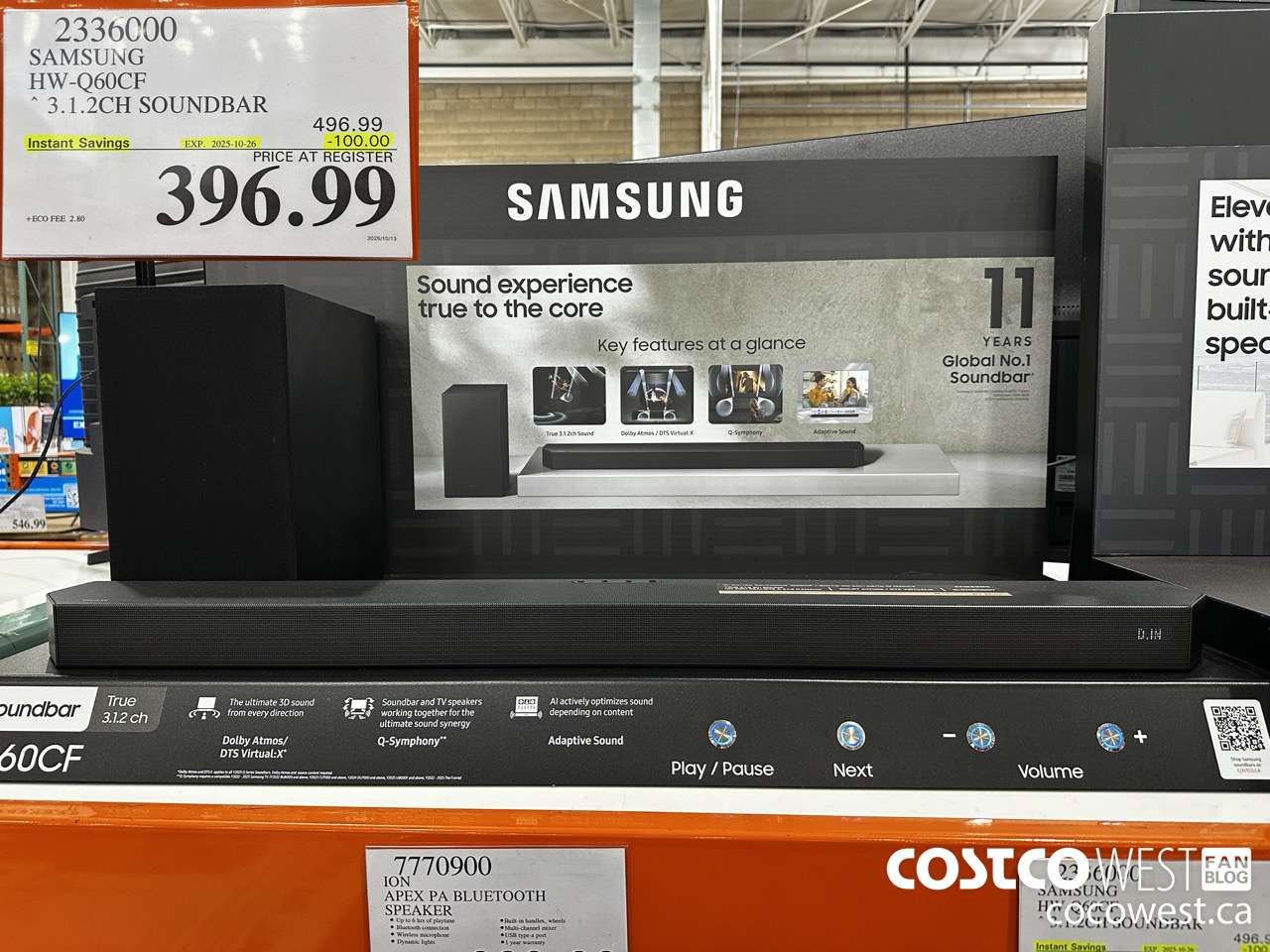 2336000 SAMSUNG HW-Q60CF 3.1.2CH SOUNDBAR ($100.00 INSTANT SAVINGS EXPIRES ON 2025-10-26) $396.99