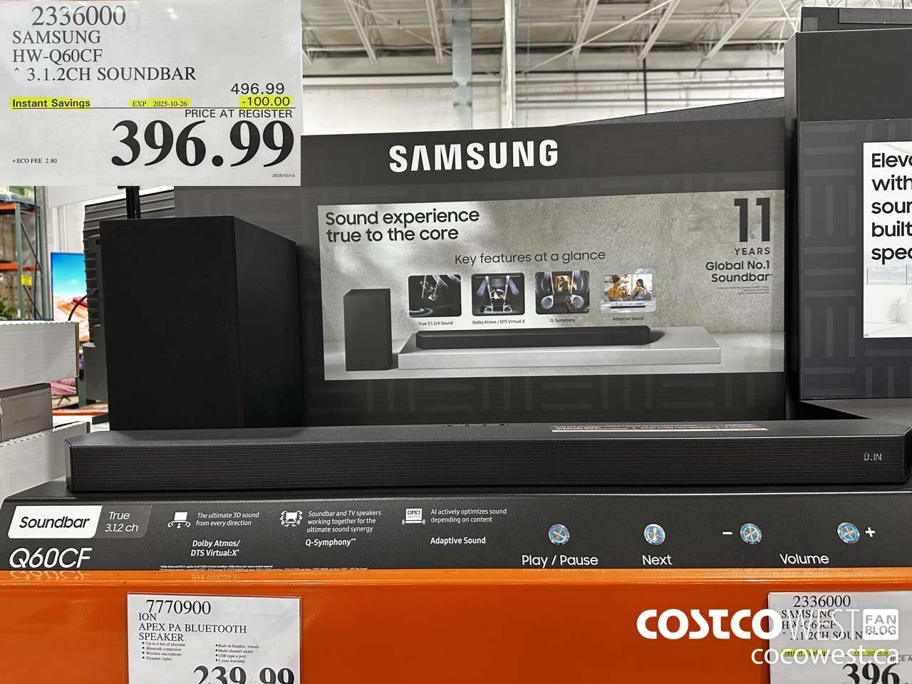 2336000 SAMSUNG HW-Q60CF 3.1.2CH SOUNDBAR ($100.00 INSTANT SAVINGS EXPIRES ON 2025-10-26) $396.99