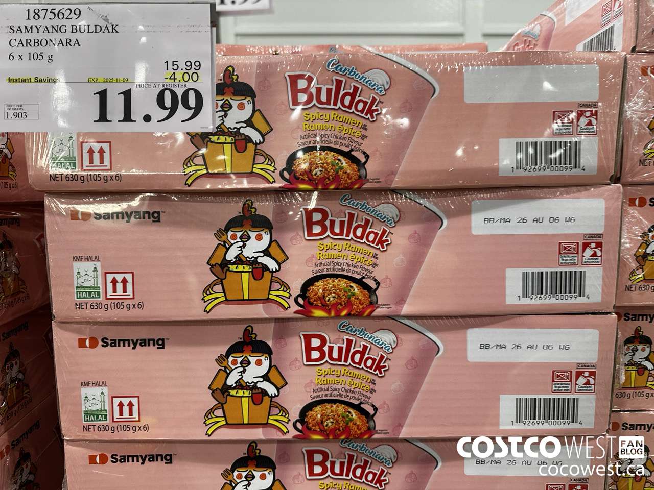 1875629 SAMYANG BULDAK CARBONARA 6 x 105 g ($4.00 INSTANT SAVINGS EXPIRES ON 2025-11-09) $11.99