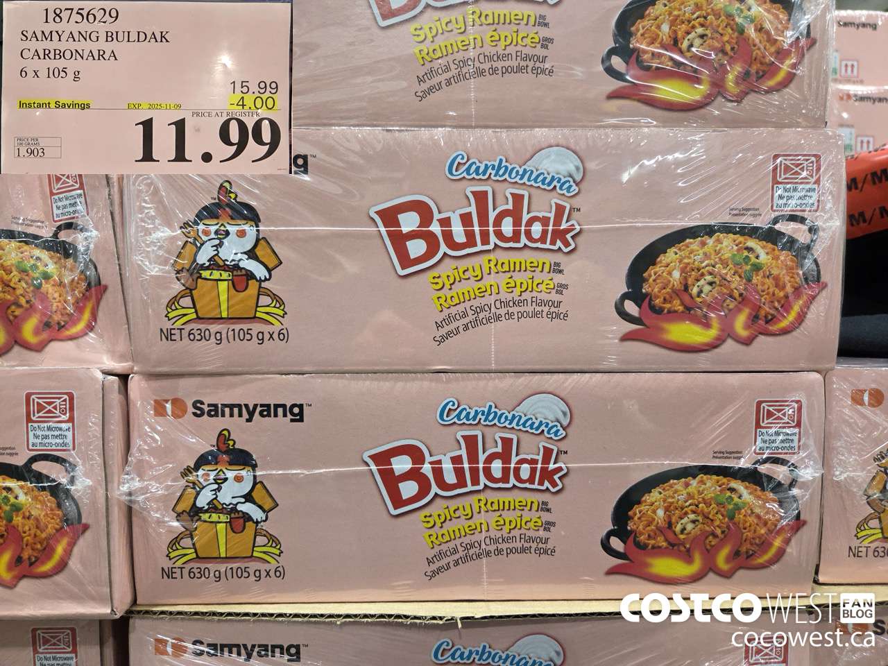 1875629 SAMYANG BULDAK CARBONARA 6 x 105 g ($4.00 INSTANT SAVINGS EXPIRES ON 2025-11-09) $11.99