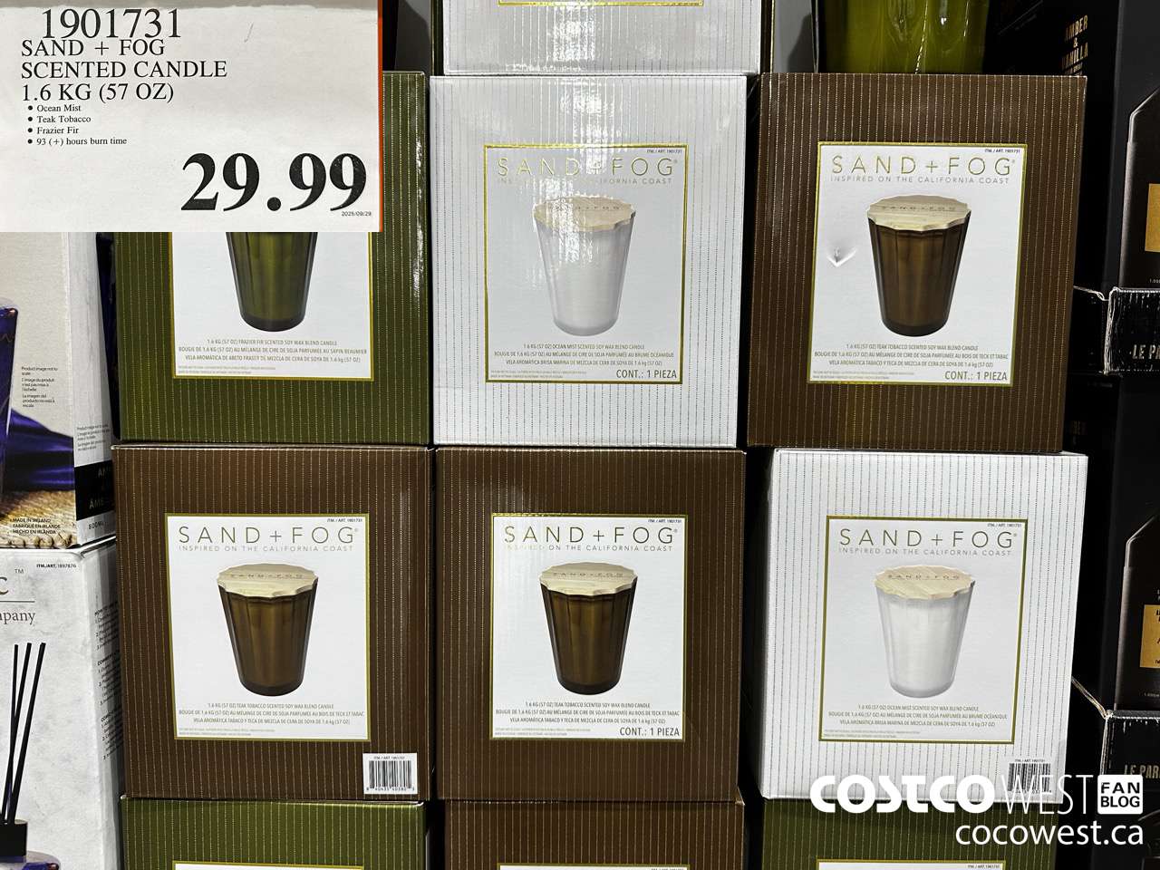 1901731 SAND + FOG SCENTED CANDLE 1.6KG (57OZ) $29.99