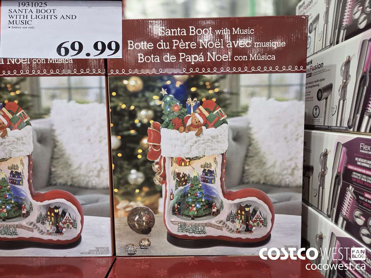 1931025 SANTA BOOT WITH LIGHTS AND MUSIC $69.99