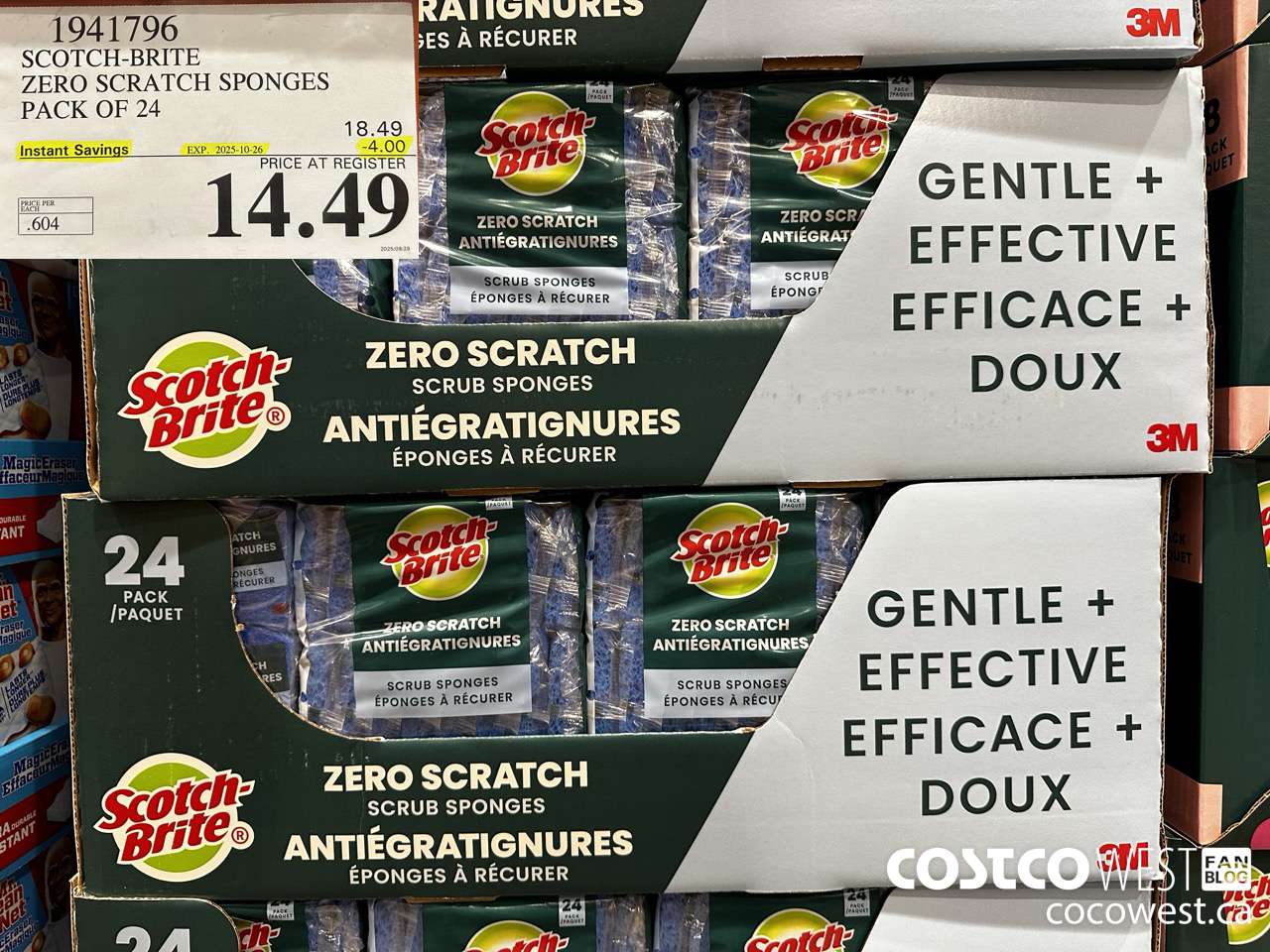 1941796 SCOTCH-BRITE ZERO SCRATCH SPONGES PACK OF 24 ($4.00 INSTANT SAVINGS EXPIRES ON 2025-10-26) $14.49