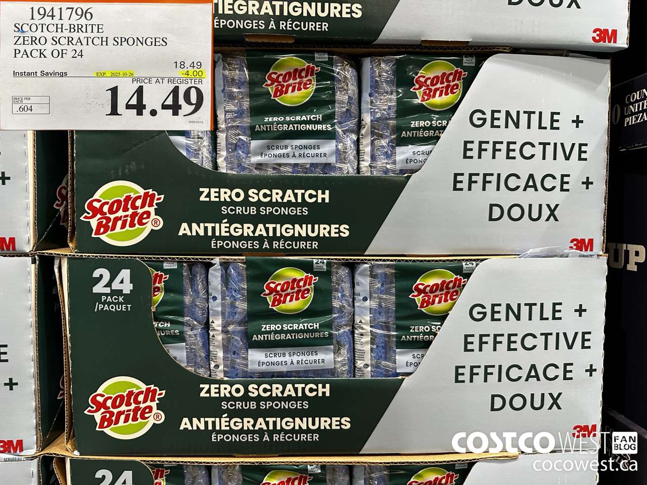 1941796 SCOTCH-BRITE ZERO SCRATCH SPONGES PACK OF 24 ($4.00 INSTANT SAVINGS EXPIRES ON 2025-10-26) $14.49