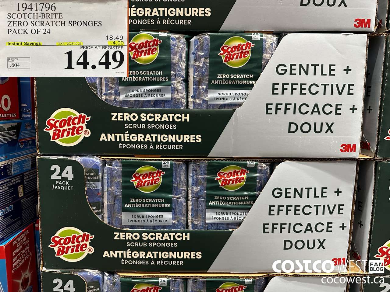 1941796 SCOTCH-BRITE ZERO SCRATCH SPONGES PACK OF 24 ($4.00 INSTANT SAVINGS EXPIRES ON 2025-10-26) $14.49