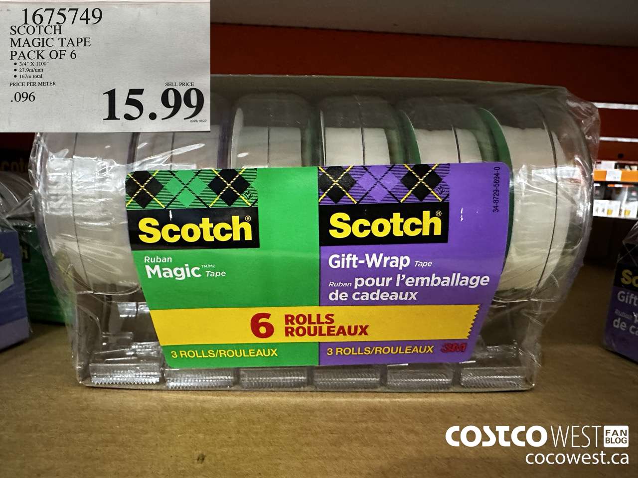 1675749 SCOTCH MAGIC TAPE PACK OF 6 $15.99