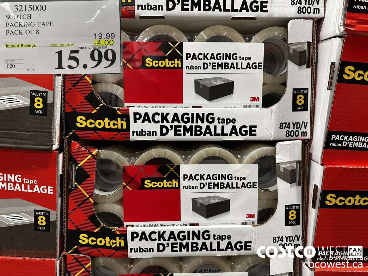 3215000 SCOTCH PACKING TAPE 48MM x 100M PACK OF 8 ($4.00 INSTANT SAVINGS EXPIRES ON 2025-10-19) $15.99