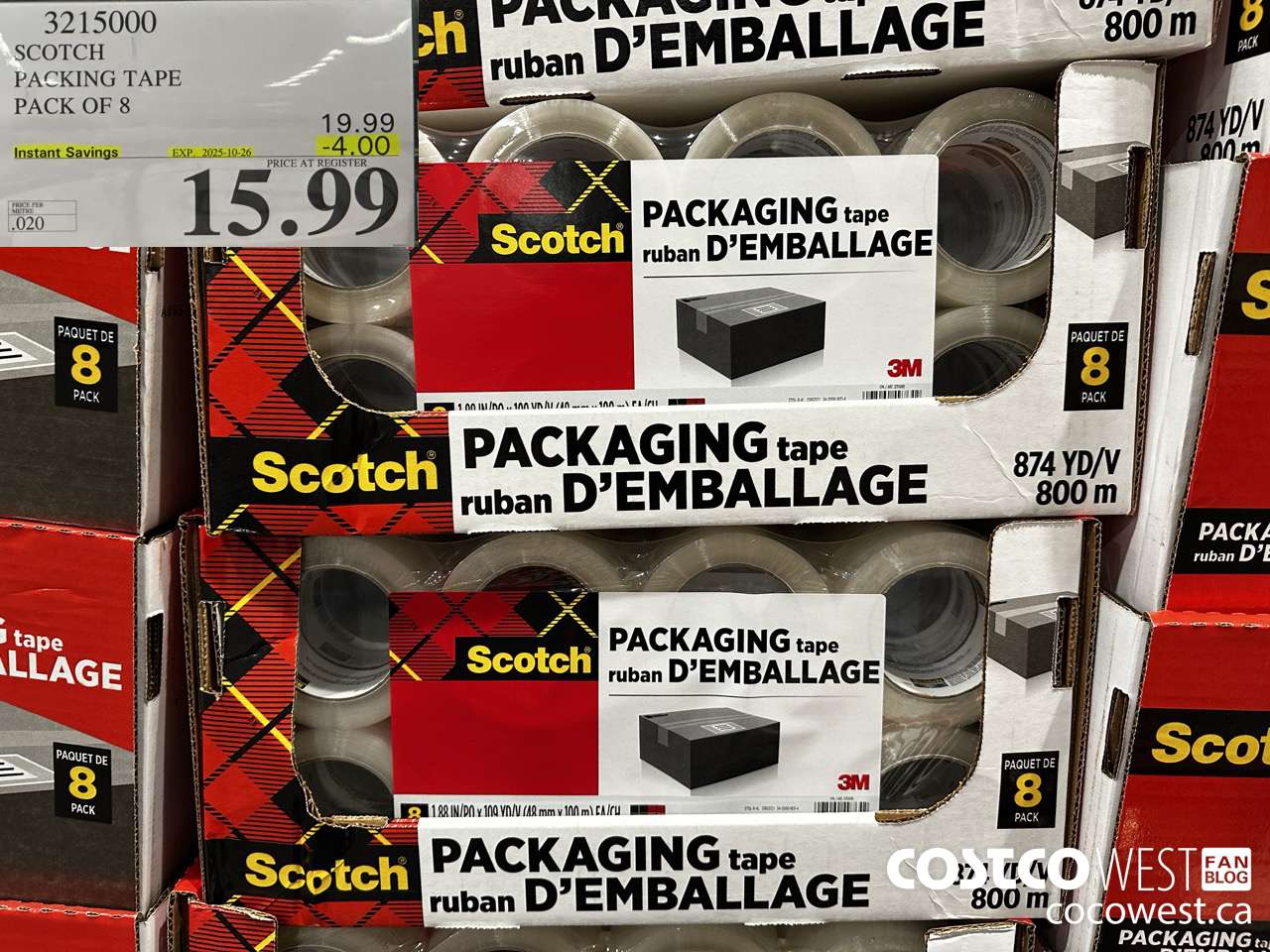 3215000 SCOTCH PACKING TAPE 48MM x 100M PACK OF 8 ($4.00 INSTANT SAVINGS EXPIRES ON 2025-10-26) $15.99