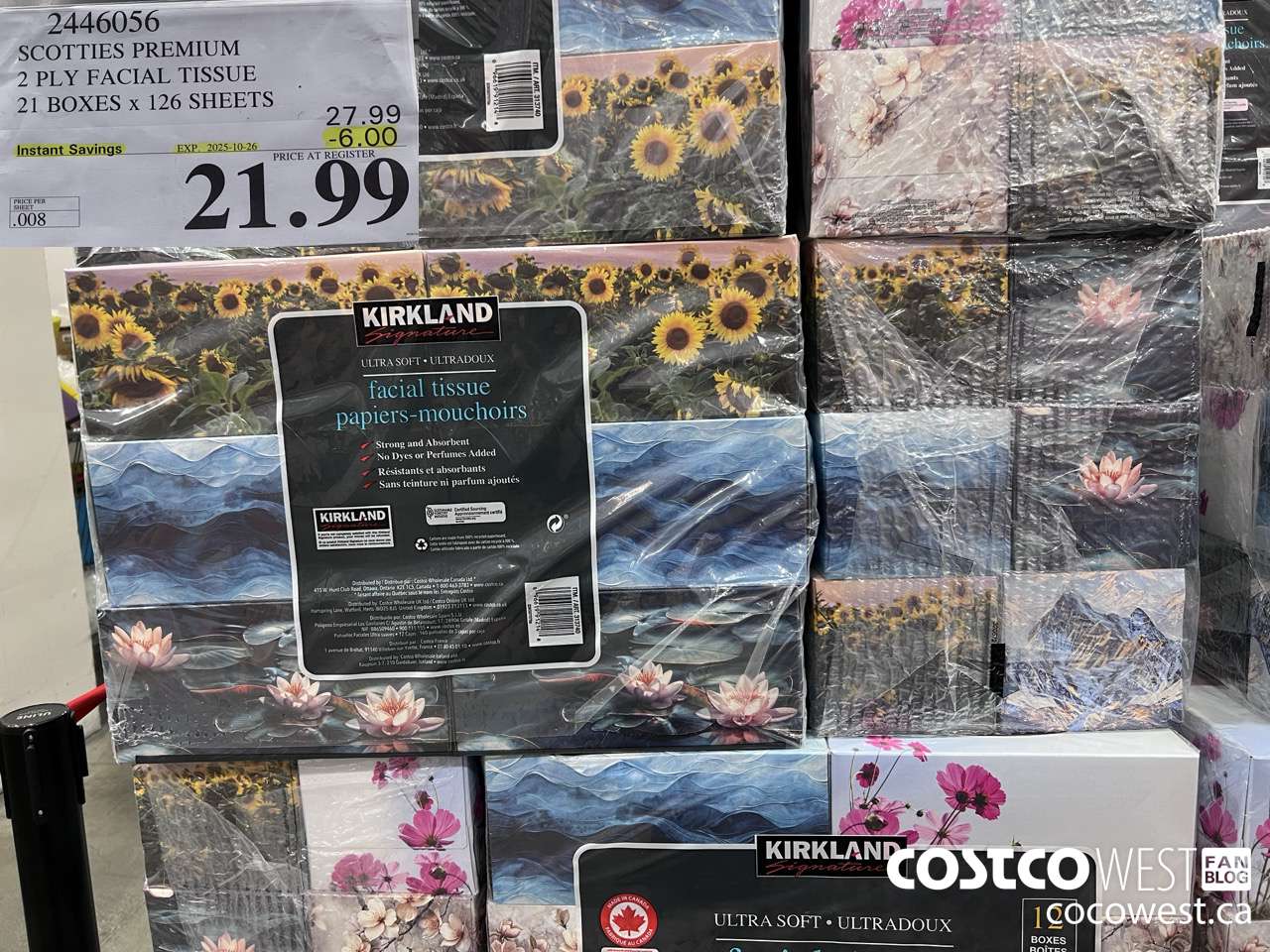 2446056 SCOTTIES PREMIUM 2 PLY FACIAL TISSUE 21 BOXES X 126 SHEETS ($6.00 INSTANT SAVINGS EXPIRES ON 2025-10-26) $21.99