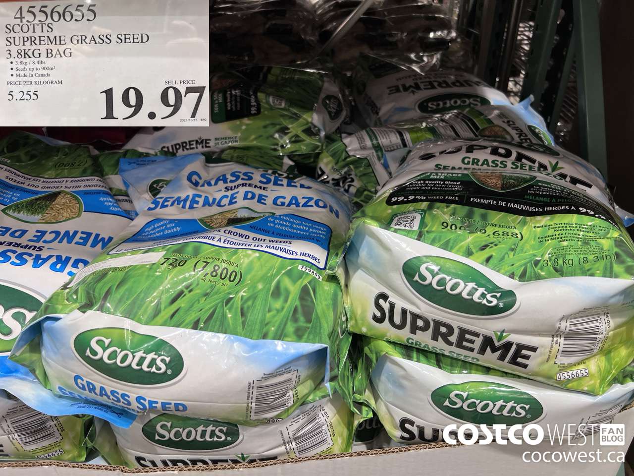 4556655 SCOTTS SUPREME GRASS SEED 3.8KG BAG $19.97