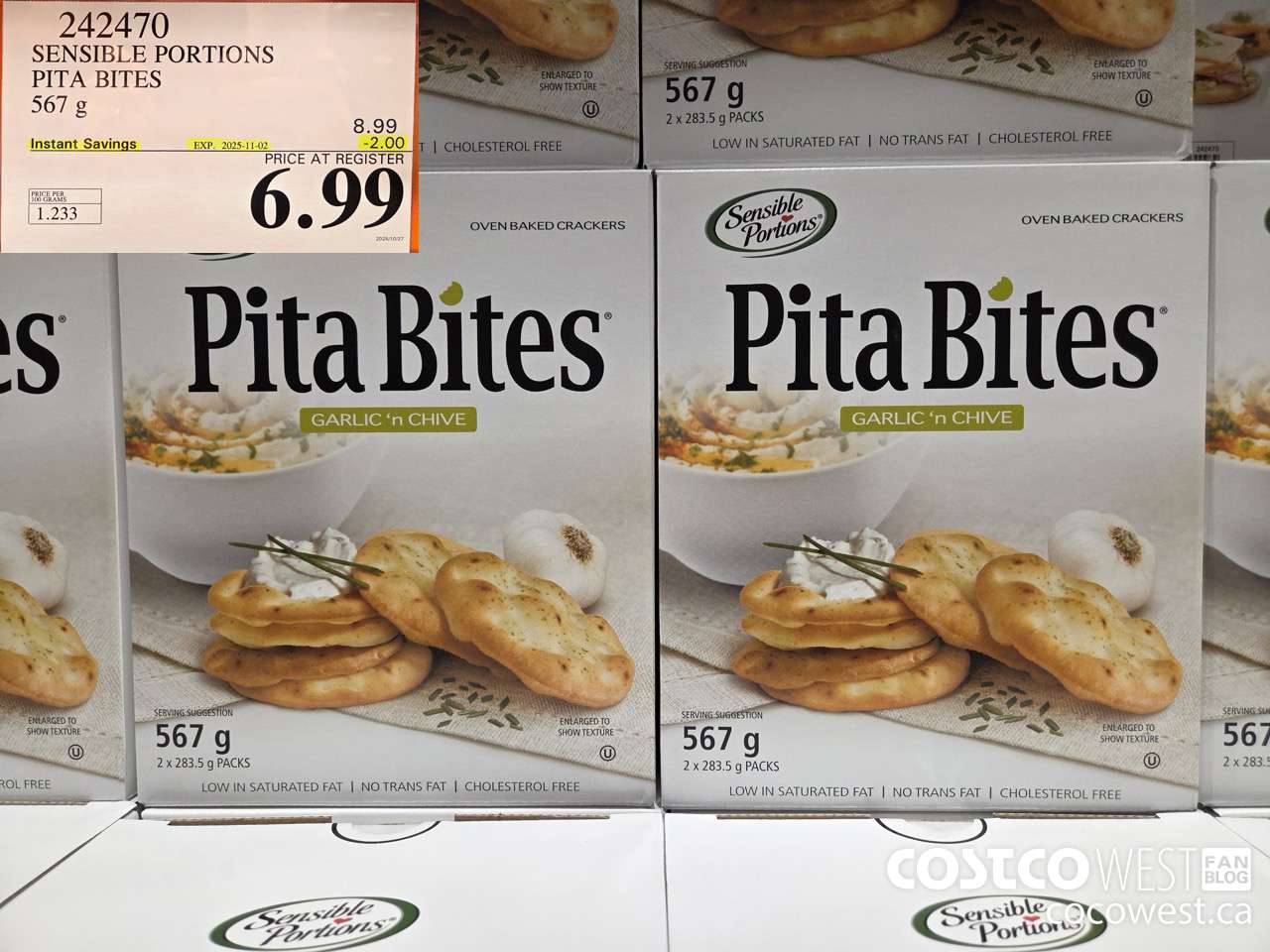 242470 SENSIBLE PORTIONS PITA BITES 567 G ($2.00 INSTANT SAVINGS EXPIRES ON 2025-11-02) $6.99