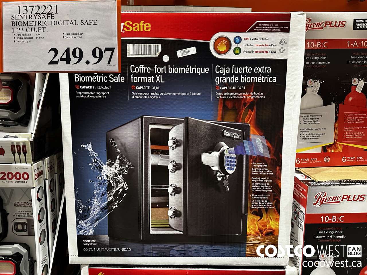 1372221 SENTRYSAFE BIOMETRIC DIGITAL SAFE 1.23 CU FT $249.97