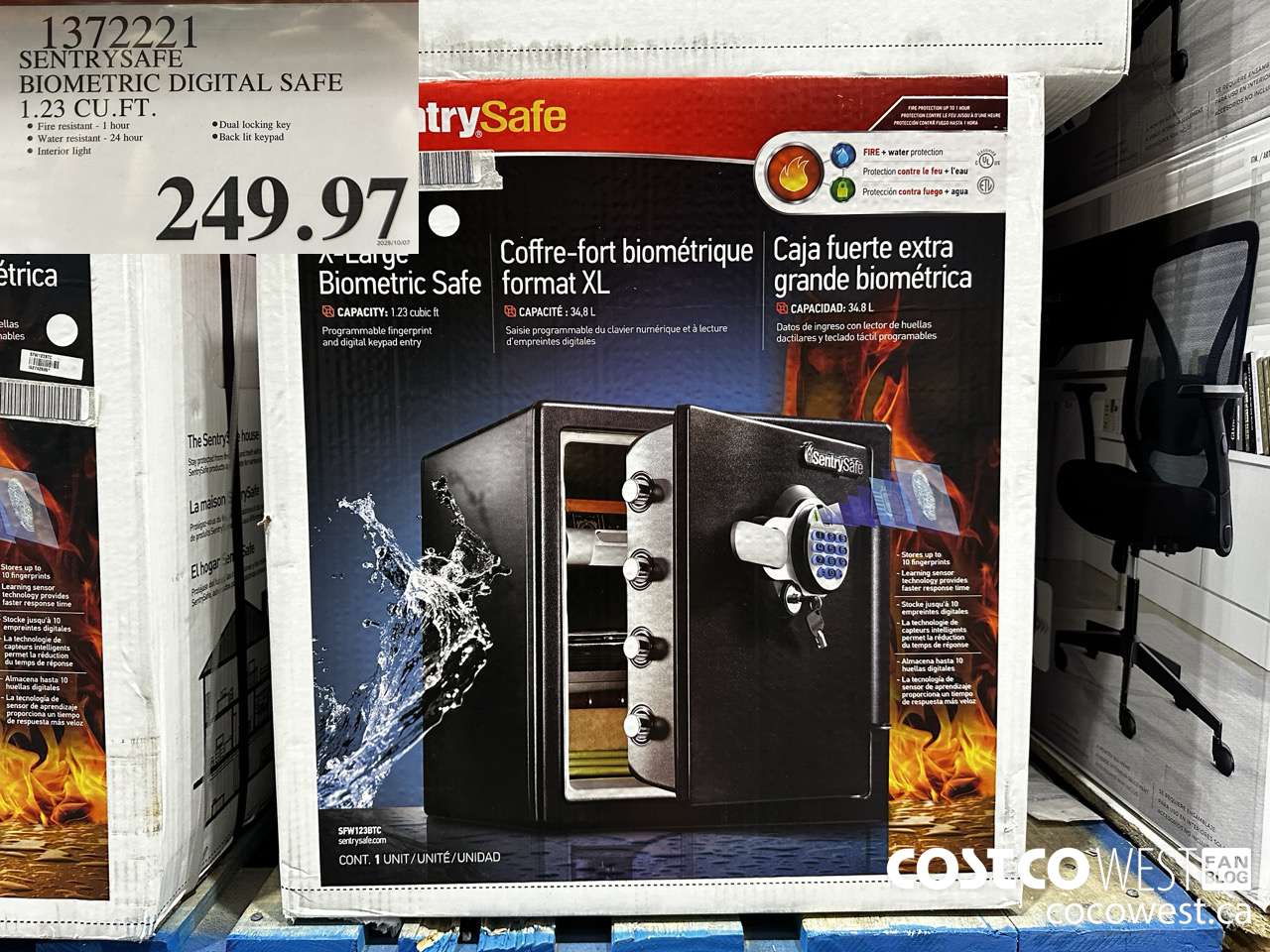 1372221 SENTRYSAFE BIOMETRIC DIGITAL SAFE 1.23 CU FT $249.97