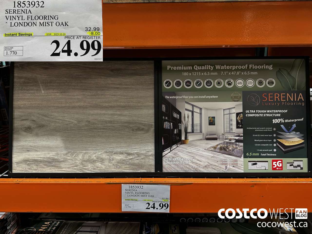 1853932 SERENIA VINYL FLOORING LONDON MIST OAK ($8.00 INSTANT SAVINGS EXPIRES ON 2025-10-19) $24.99