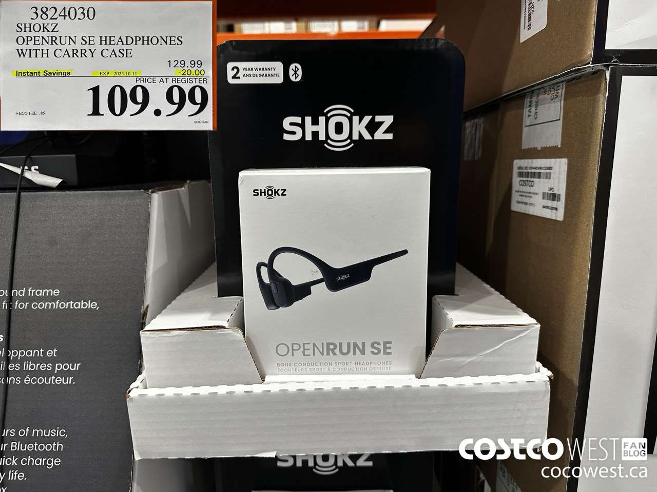 3824030 SHOKZ OPENRUN SE HEADPHONES WITH CARRY CASE ($20.00 INSTANT SAVINGS EXPIRES ON 2025-10-11) $109.99
