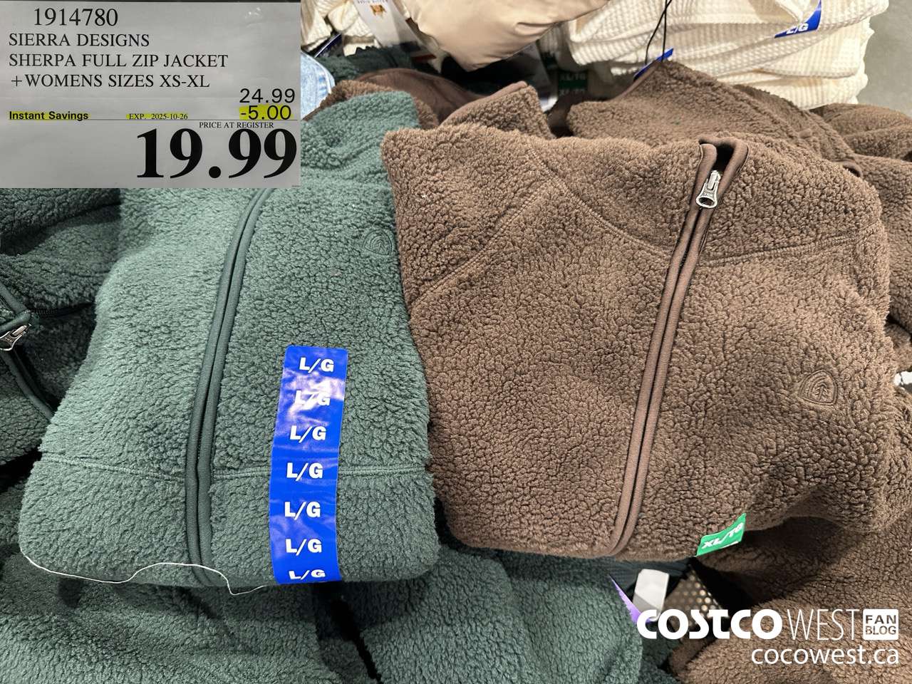 1914780 SIERRA DESIGNS SHERPA FULL ZIP JACKET WOMENS SIZES XS-XL ($5.00 INSTANT SAVINGS EXPIRES ON 2025-10-26) $19.99