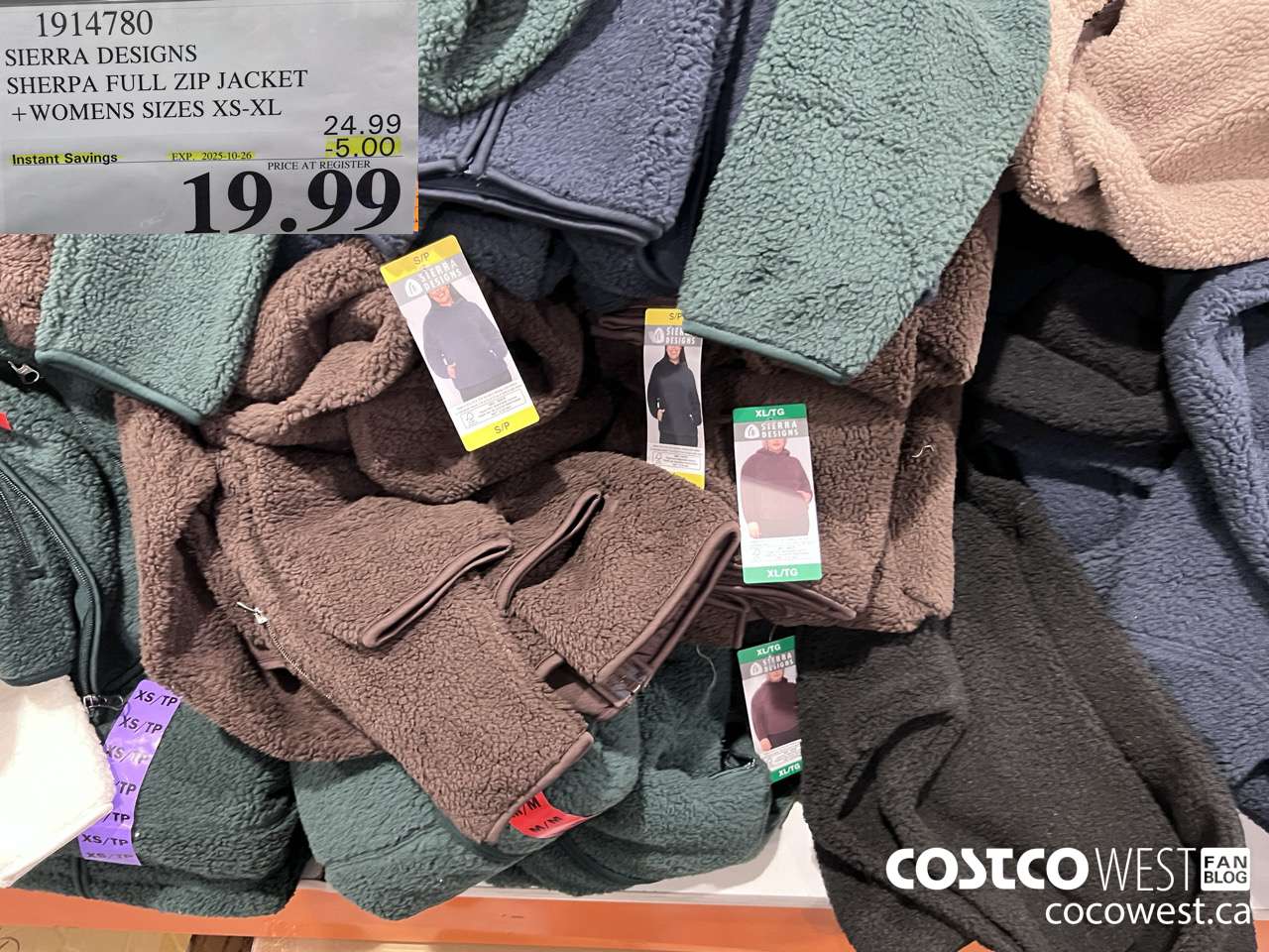 1914780 SIERRA DESIGNS SHERPA FULL ZIP JACKET WOMENS SIZES XS-XL ($5.00 INSTANT SAVINGS EXPIRES ON 2025-10-26) $19.99