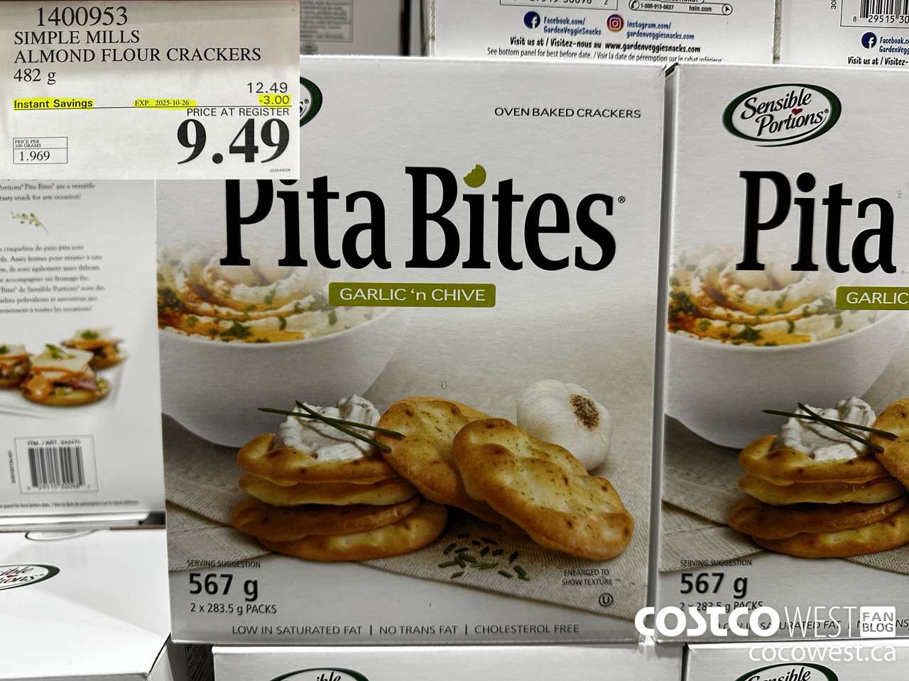 1400953 SIMPLE MILLS ALMOND FLOUR CRACKERS 482 g ($3.00 INSTANT SAVINGS EXPIRES ON 2025-10-26) $9.49