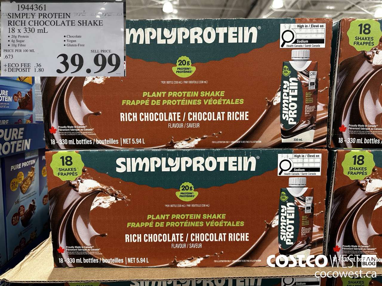 1944361 SIMPLY PROTEIN RICH CHOCOLATE SHAKE 18 X 330 ML $39.99