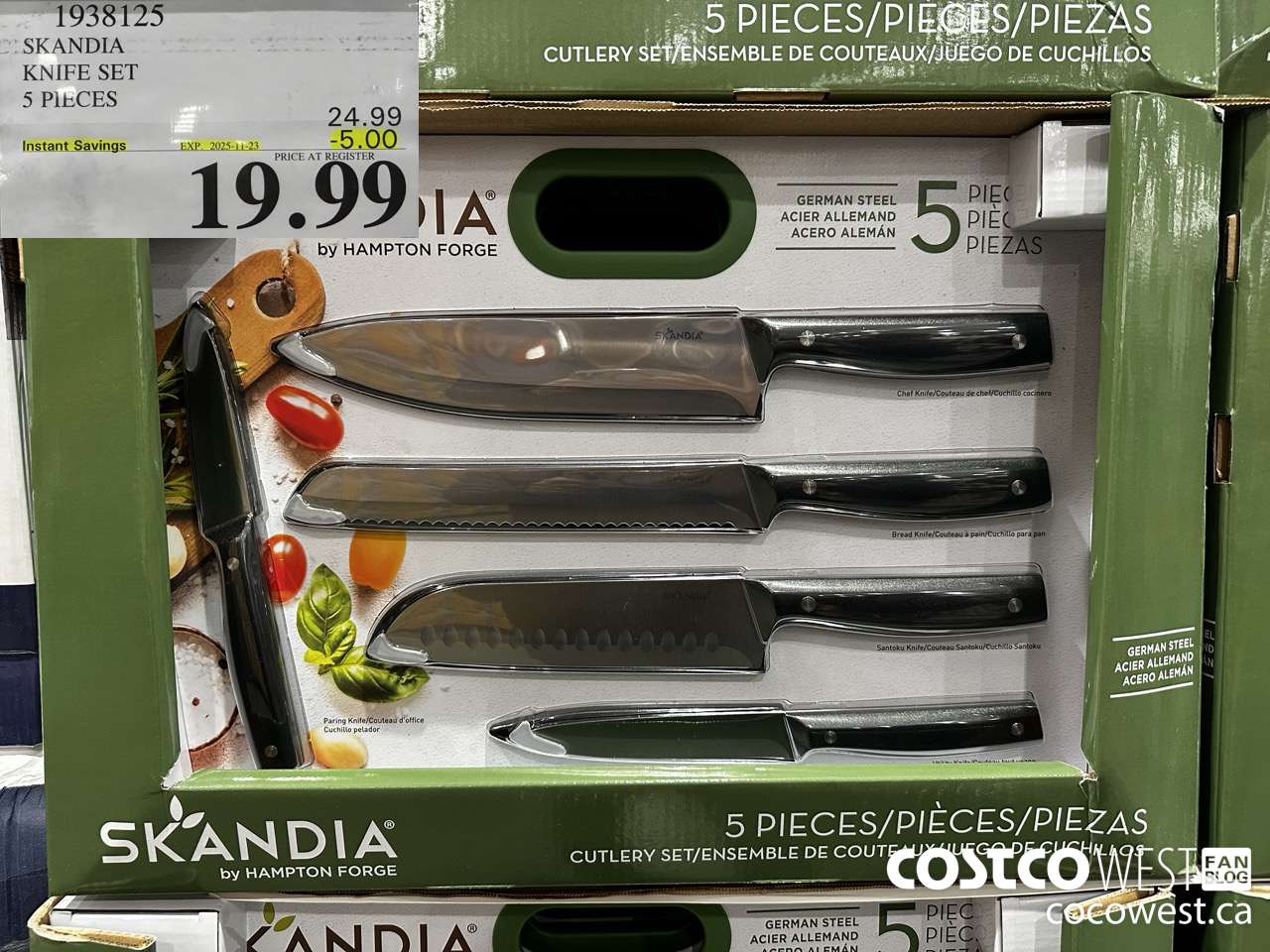 1938125 SKANDIA KNIFE SET 6 PIECES ($5.00 INSTANT SAVINGS EXPIRES ON 2025-11-23) $19.99