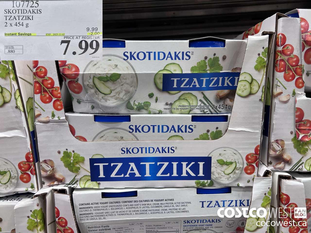 107725 SKOTIDAKIS TZATZIKI 2 x 454g ($2.00 INSTANT SAVINGS EXPIRES ON 2025-11-02) $7.99