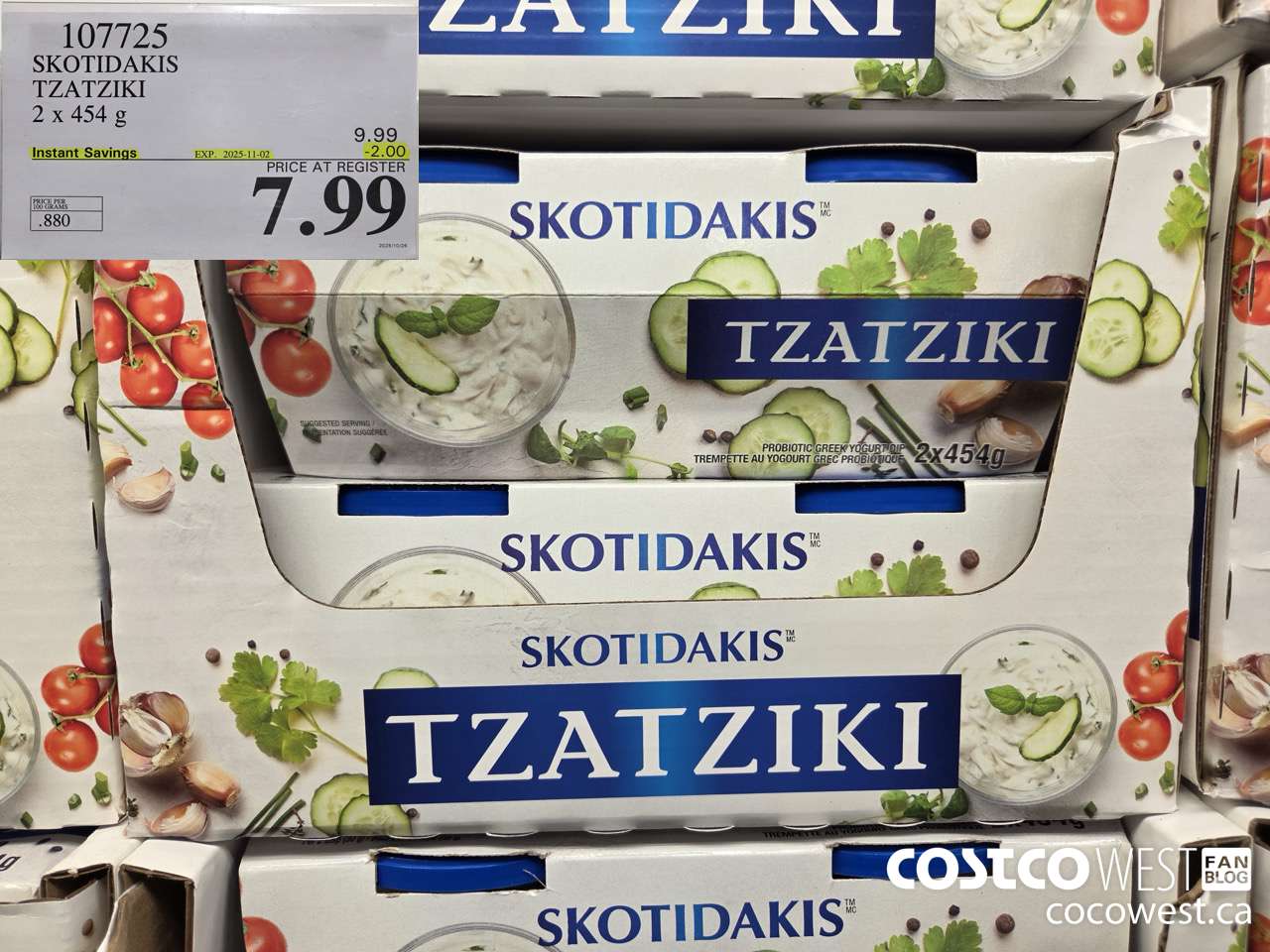 107725 SKOTIDAKIS TZATZIKI 2 x 454g ($2.00 INSTANT SAVINGS EXPIRES ON 2025-11-02) $7.99