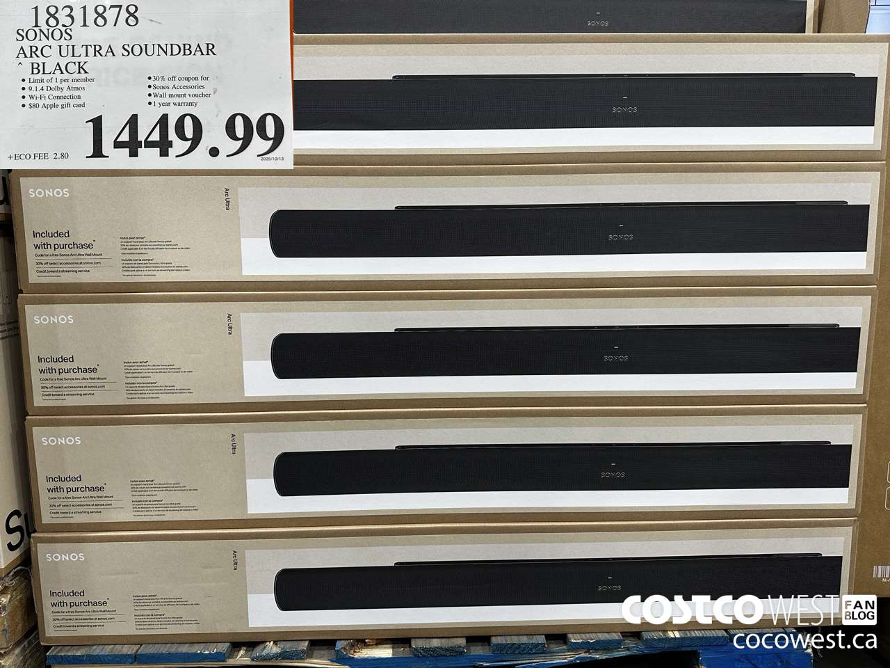 1831878 SONOS ARC ULTRA SOUNDBAR BLACK $1449.99