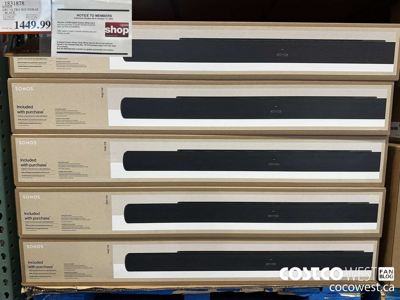 1831878 SONOS ARC ULTRA SOUNDBAR BLACK $1449.99