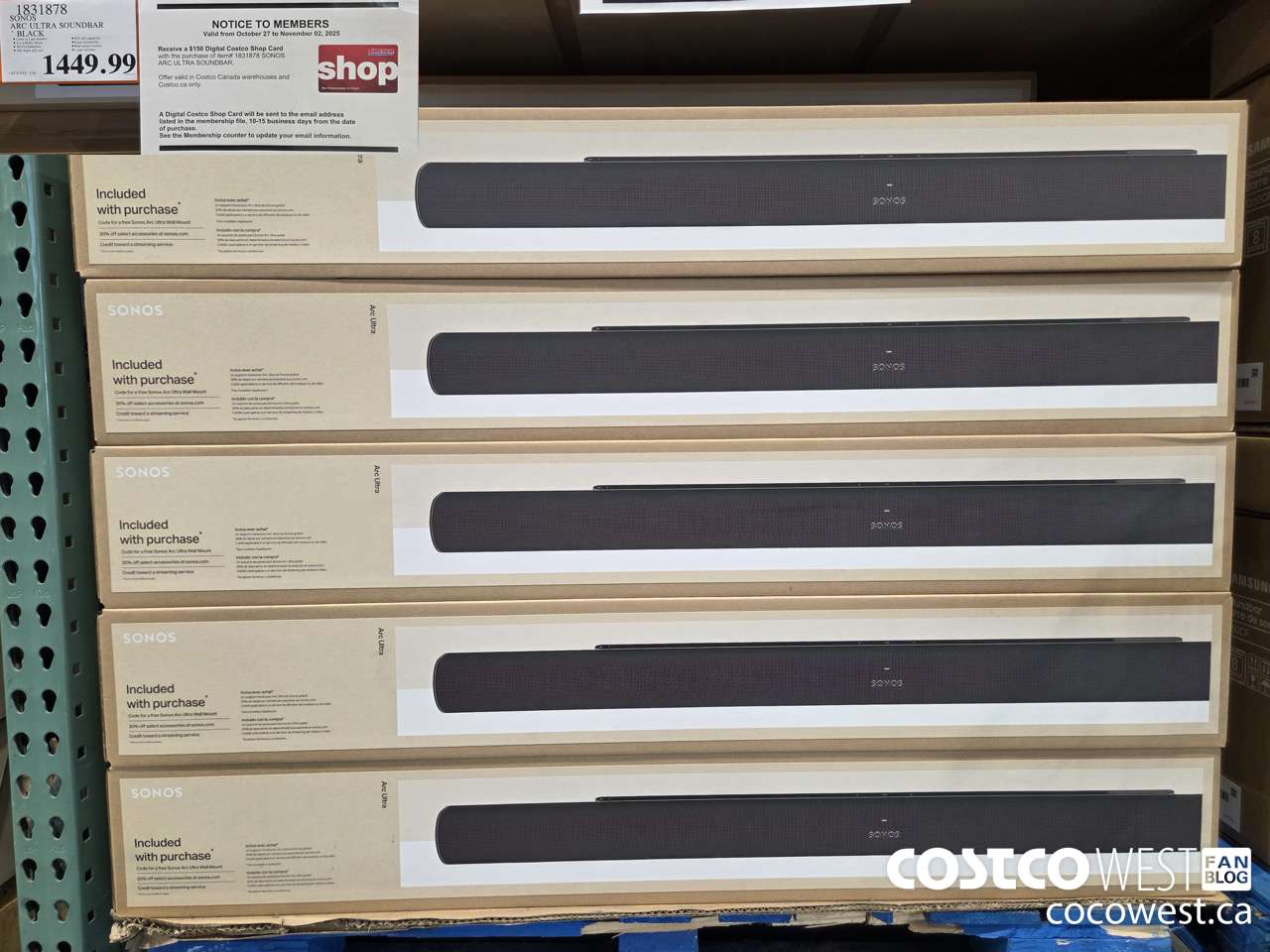 1831878 SONOS ARC ULTRA SOUNDBAR BLACK (EXPIRES ON 2025-11-02) $1449.99