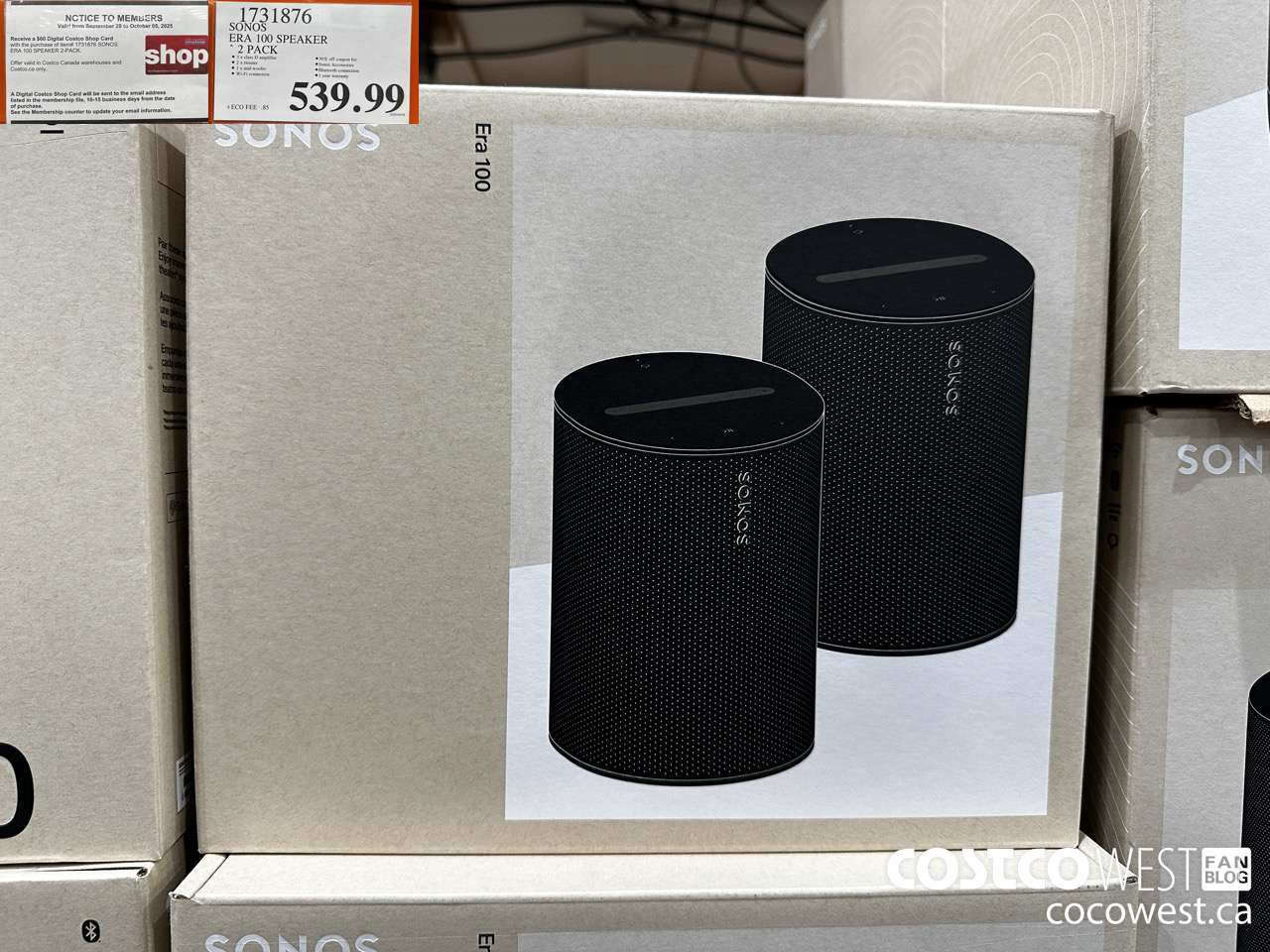 1731876 SONOS ERA 100 SPEAKER 2 PACK $539.99