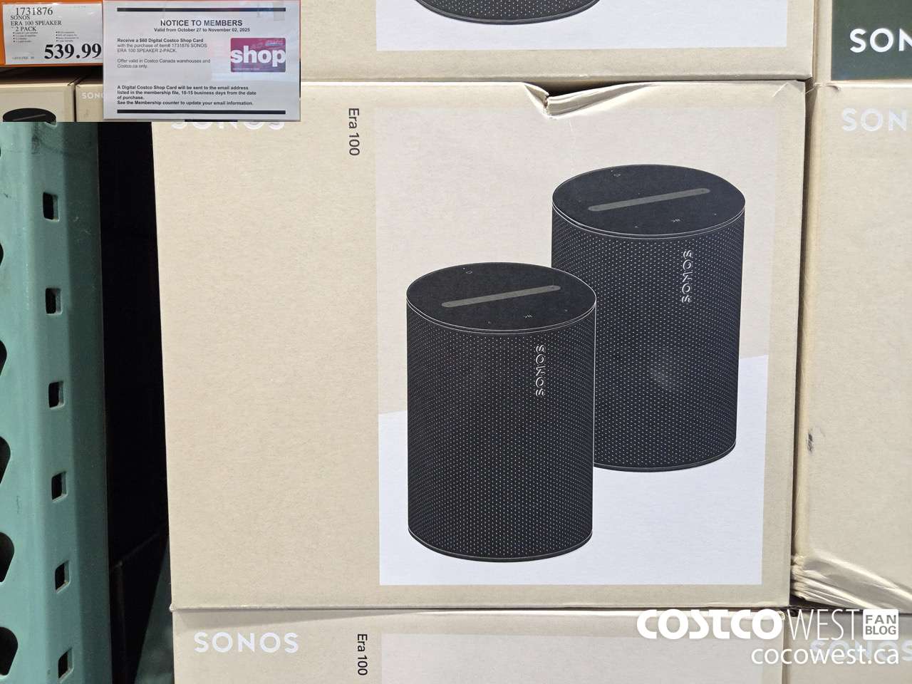 1731876 SONOS ERA 100 SPEAKER 2 PACK (EXPIRES ON 2025-11-02) $539.99