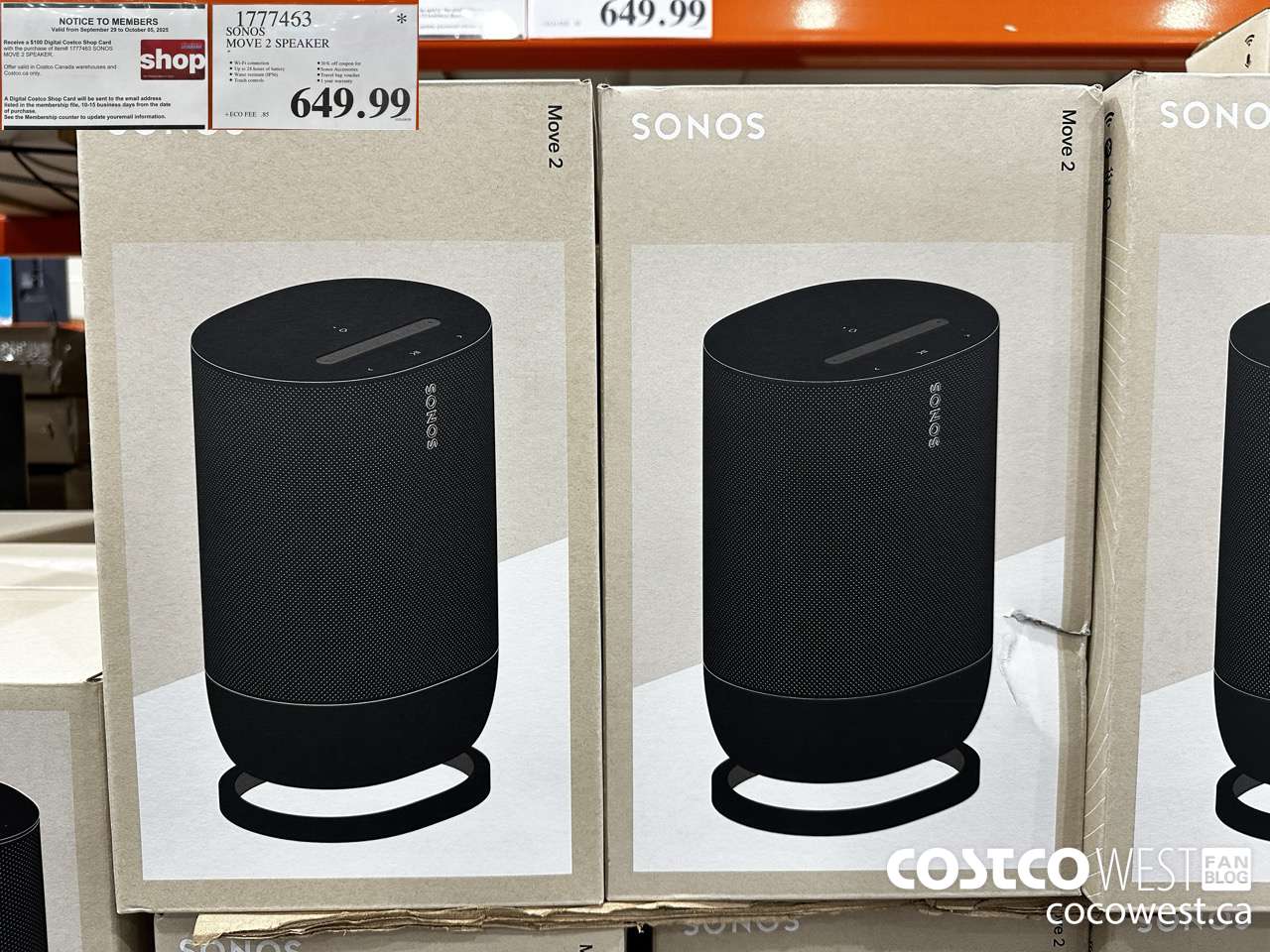 1777463 SONOS MOVE 2 SPEAKER $649.99