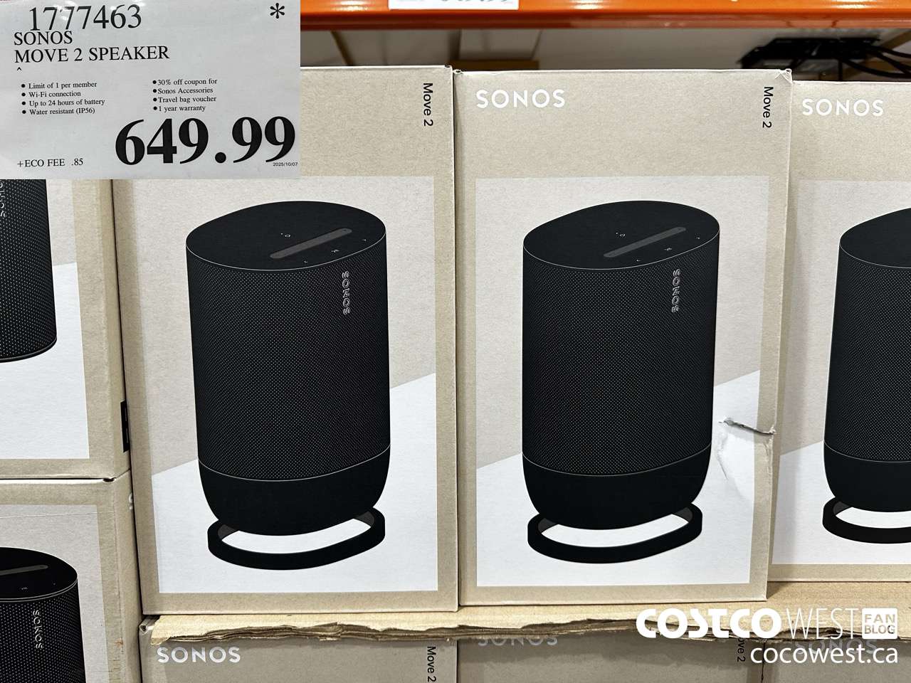 1777463 SONOS MOVE 2 SPEAKER $649.99
