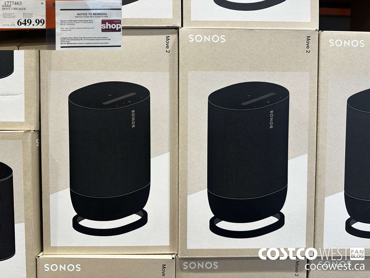 1777463 SONOS MOVE 2 SPEAKER $649.99